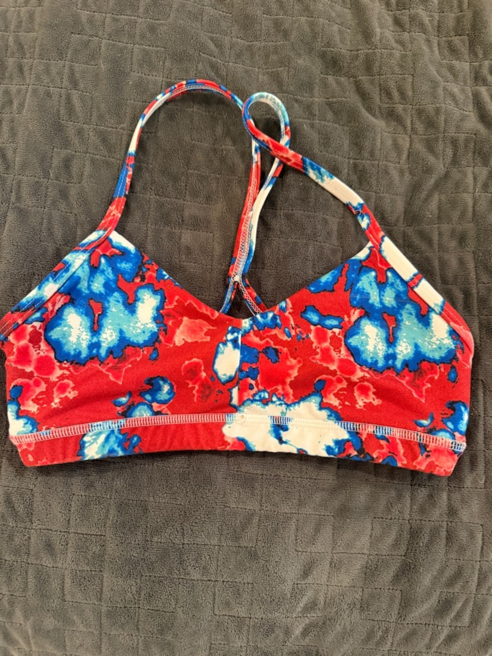 Fleo Red, Blue & White Printed Sports Bra